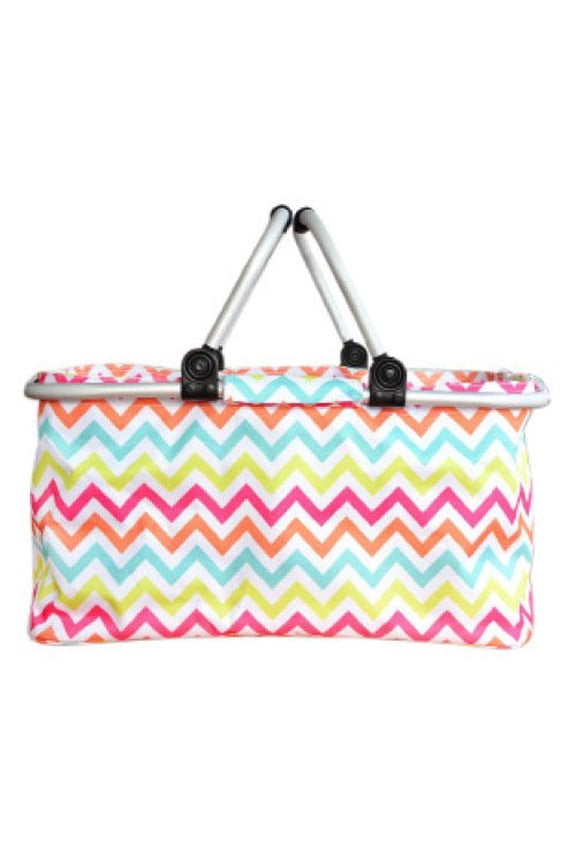 MAINSTREET TRENDY MULTI COLORED CHEVRON RETRO PRINT MARKET TOTE SHOPPER