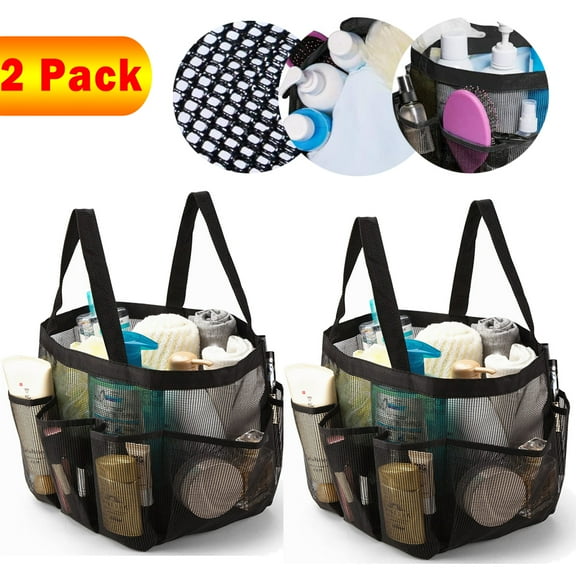 MAINYU 2 Pack Mesh Shower Caddy Basket for College Dorm Room Essentials, Hanging Portable Tote Bag Toiletry for College Dorm, Travel, Gym & Camping Bathroom Accessories