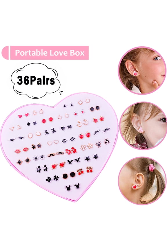 36 Pairs Hypoallergenic Kids Earrings for Girls Cute Animal Earrings Pack for Little Girls Colorful Flower Earrings Set for Teens Girls