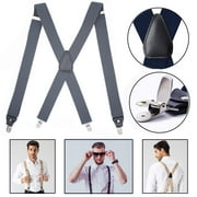 DESIGNICE MAINYU Heavy Duty Clip Suspenders for Men, Men's Adjustable X Back Mens Suspenders Straps with Clips for Work Wedding Party