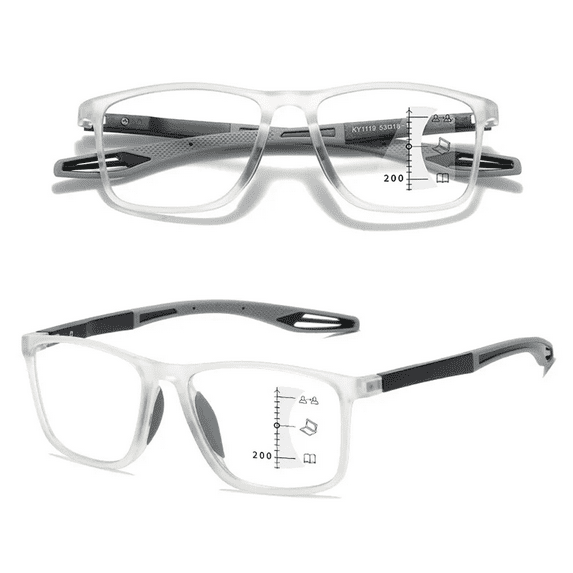MAINYU Multifocal Progressive Varifocal Reading Glass Blue Light Blocking, Fashion Rectangular Sports Readers for Women Men Lightweight & Comfortable Anti Glare +1.00 ~+4.00