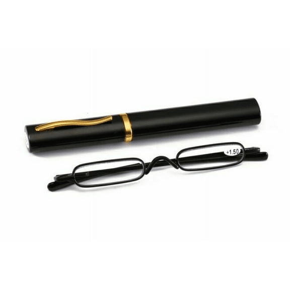 MAINYU Portable Mini Pocket Reading Glasses Blue Light Blocking, Metal Small Eyeglasses with Case for Women Men Lightweight Lightweight Magnification Presbyopia Eyeglasses +1.00~4.00