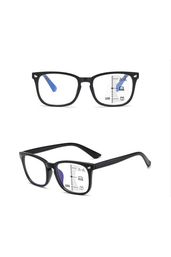 Progressive Multifocus Reading Glasses Blue Light Blocking Computer Readers for Women Men Rectangular Eyewear Lightweight Magnification Presbyopia Eyeglasses