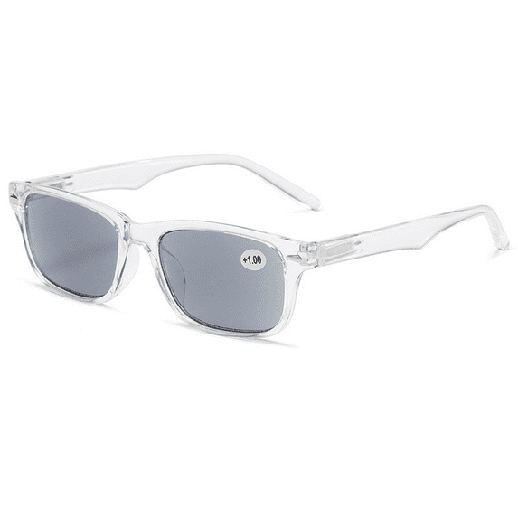 MAINYU Retro Tinted Reading Glasses Blue Light Blocking, Fashion Rectangular Computer Readers Sunglasses Gray Lens Readers for Women Men Lightweight & Comfortable Anti Glare