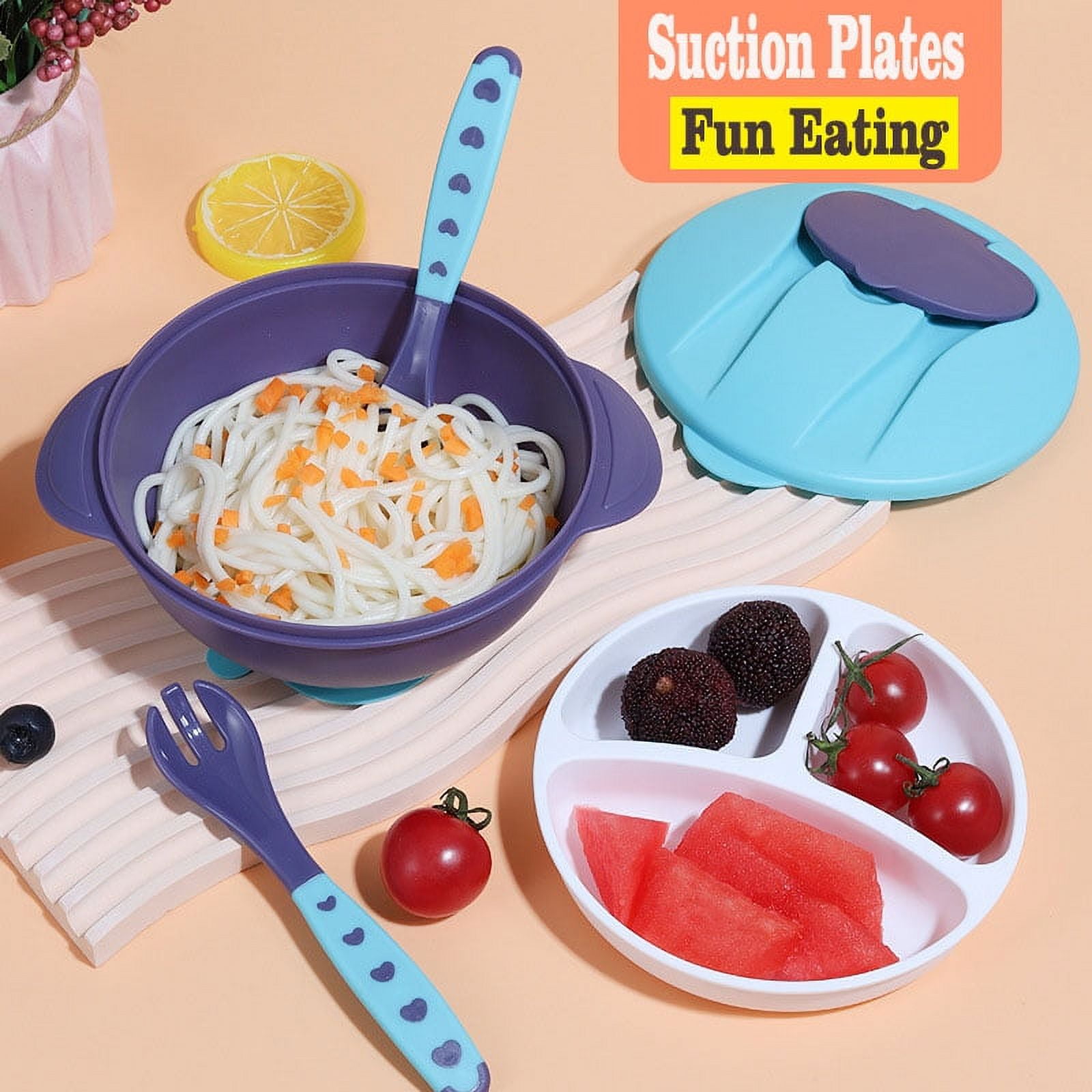 MAINYU Suction Plates for Toddlers, Silicone Plates with Suction for