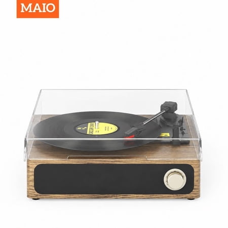 Maio A4 vintage phonograph, vinyl record, high-fidelity stereo sound, 3-speed belt-driven vintage phonograph, 3.5mm output compatible with external speakers, perfect holiday gift,Log Wood