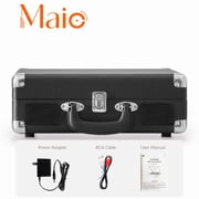 Maio C200 vintage phonograph, vinyl record, high-fidelity stereo sound, 3-speed belt-driven vintage phonograph, 3.5mm output compatible with external speakers, perfect holiday gift,Black