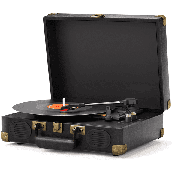 Maio C260 vintage phonograph, vinyl record, high-fidelity stereo sound, 3-speed belt-driven vintage phonograph, 3.5mm output compatible with external speakers, perfect holiday gift,Black