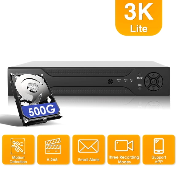 MAISI 3K Lite 4CH Digital Video Recorder,H.265+ Hybrid 5-in-1 DVR with AI Human/Vehicle Detection,Remote Access for Surveillance Camera Home Business