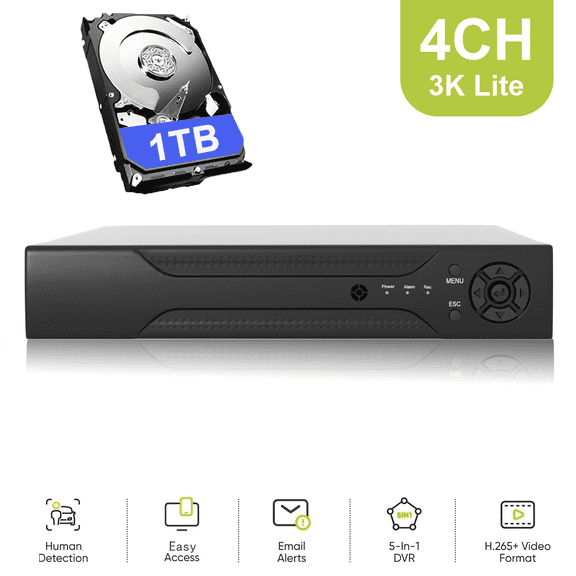 MAISI 3K Lite 8CH Digital Video Recorder,H.265+ Hybrid 5-in-1 DVR with AI Human/Vehicle Detection,Remote Access for Surveillance Camera Home Business