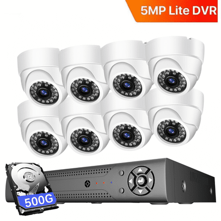 MAISI 3K Lite Wired Security Camera System Outdoor with AI Human/Vehicle Detection, 8CH H.265+ DVR and 8 x 5MP Dome Home CCTV Cameras with Clear Night Vision,E-mail Alert 500G Hard Drive