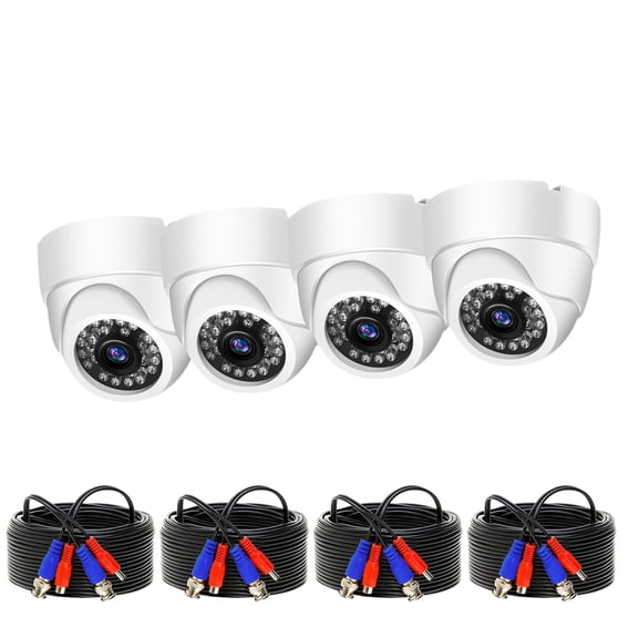5MP 4-in-1 CCTV Dome Security Camera, Wired AHD Surveillance, Indoor/Outdoor Use, Clear B&W Night Vision, Power Adapter & BNC Cable Included