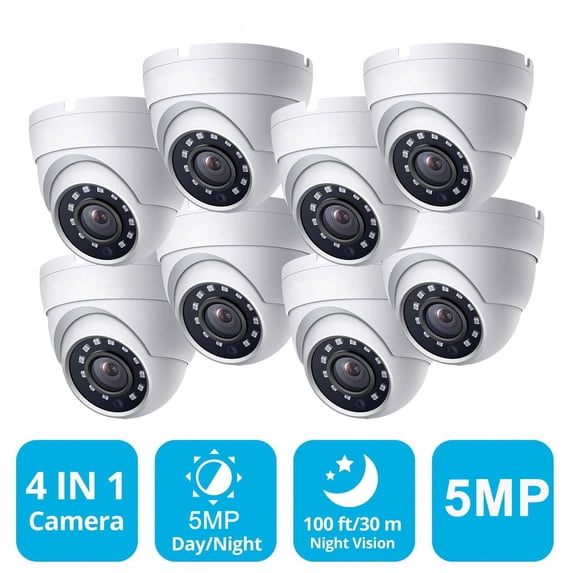 MAISI 5MP Wired Security Cameras for DVR Camera System, Dome CCTV Surveillance Cameras with 60ft BNC Cable, Night Vision, TVI Technology, and Wide Angle Lens for Home Security Monitor