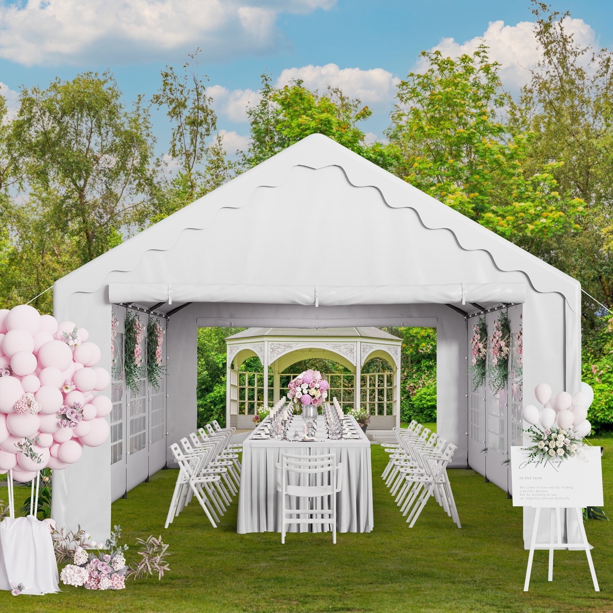 MAISON ARTS 13 x 26 FT Wedding Party Tent with 8 Removable
