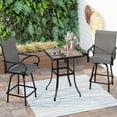 thumbnail image 1 of MAISON ARTS 3/5-Piece Patio Bar Stool Set Wood-look Table & Grey Textilene Sling Fabric Swivel Bar Stools 3-Piece, 1 of 5