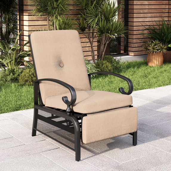 MAISON ARTS Adjustable Recliner Lounge Chair & Bistro Table Set - Perfect for Outdoor, Patio, Garden, and Porch Beige N/A 1-Piece