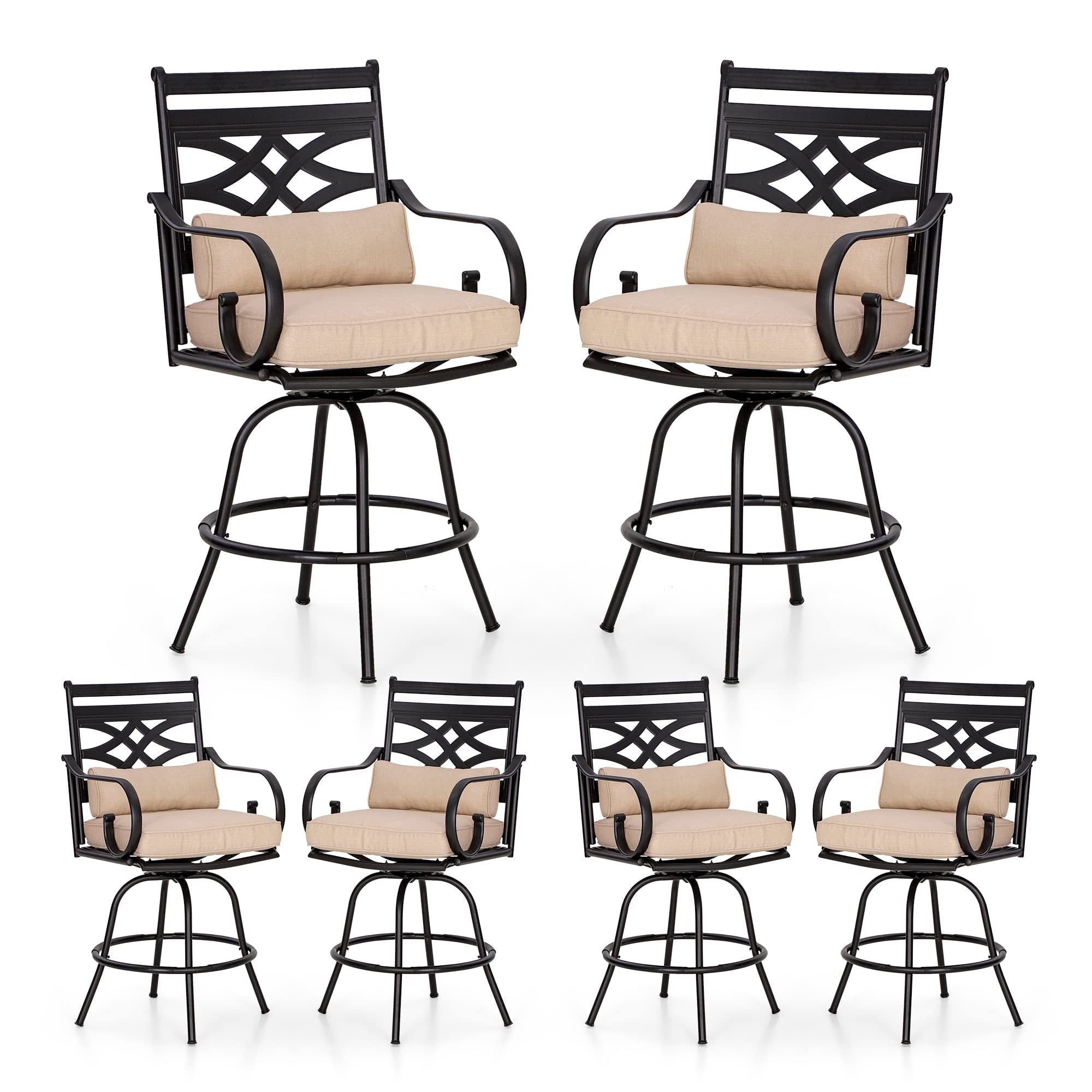 MAISON ARTS Set of 2/4/6 Outdoor Patio Dining Swivel Bar Stools with ...