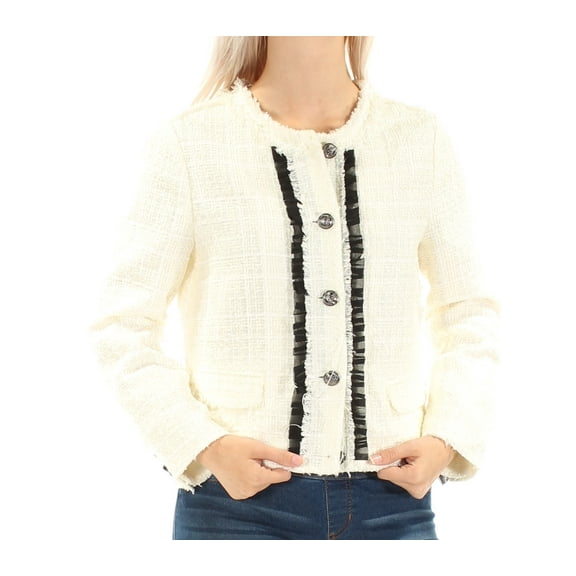 MAISON JULES $100 Womens New 1794 Ivory Ruffled Button Down Jacket S B B