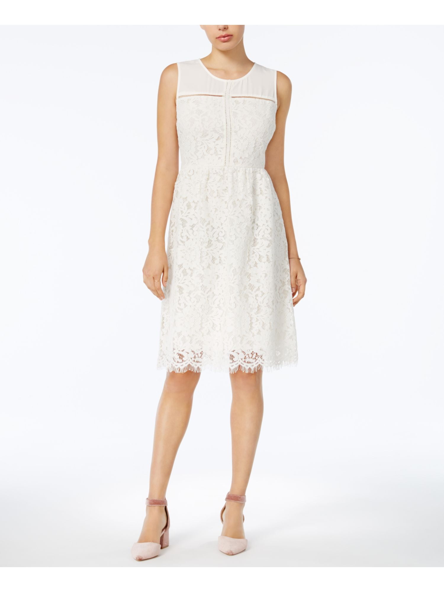 MAISON JULES $129 Womens New 1344 Ivory Eyelet Lace Sheath Dress 4 B+B -  Walmart.com