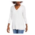 thumbnail image 1 of MAISON JULES $19 Womens New White V Neck Long Sleeve Casual Sweater L B+B, 1 of 3