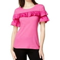 thumbnail image 1 of MAISON JULES $34 Womens New 1287 Pink Ruffled Short Sleeve Top XXL Plus B+B, 1 of 2