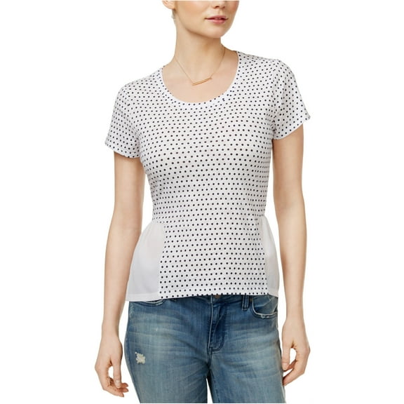 MAISON JULES $34 Womens New 1831 White Polka Dot Short Sleeve Top XL B+B