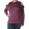 thumbnail image 1 of MAISON JULES $39 Womens New 1184 Purple Ruffled Cold Shoulder Top XXL B+B, 1 of 2