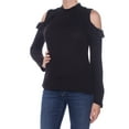 thumbnail image 1 of MAISON JULES $39 Womens New 1862 Black Ruffled Cold Shoulder Top M B+B, 1 of 2