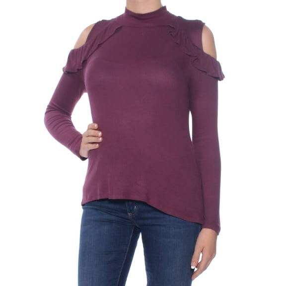 MAISON JULES $40 Womens New 1268 Purple Ruffled Turtle Neck Top XL B B