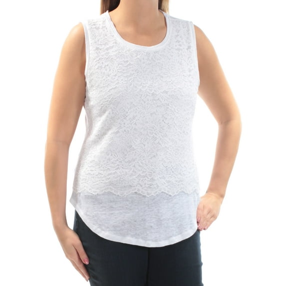 MAISON JULES $40 Womens New 1614 White Lace Top L B+B