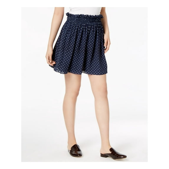 MAISON JULES $60 Womens New 1236 Navy Dot Print Mini Casual Skirt L B+B