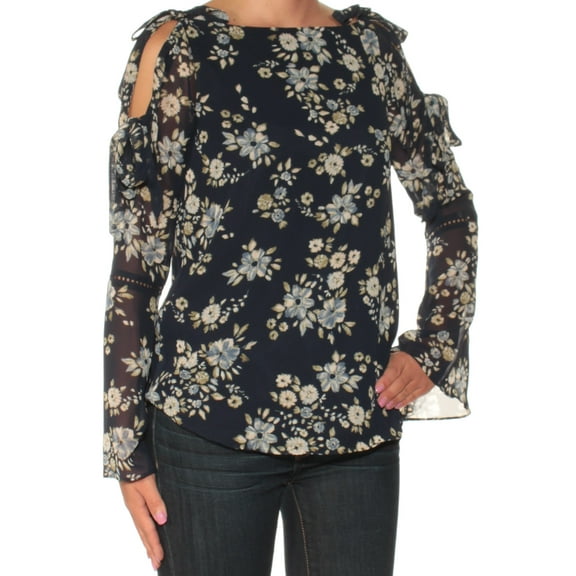 MAISON JULES $60 Womens New 1698 Navy Floral Cut Out Top L B+B
