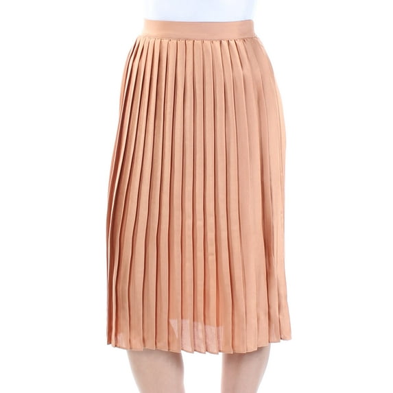MAISON JULES $70 Womens New 1399 Brown Accordion Pleat Skirt L B+B