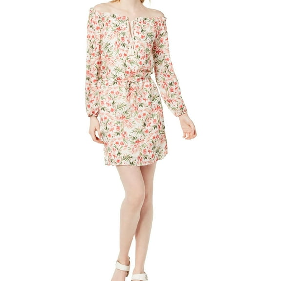 MAISON JULES $80 Womens New 1385 Ivory Floral Print Long Sleeve Dress 6 B+B