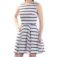 thumbnail image 1 of MAISON JULES $80 Womens New 2011 White Striped Lace Fit + Flare Dress M B+B, 1 of 2