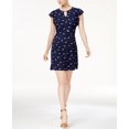 thumbnail image 1 of Maison Jules Printed Ruffled Dress Blue Notte Combo 2XS, 1 of 2