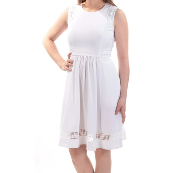 MAISON JULES $89 Womens New 1253 White Geometric Fit   Flare Dress 2XS B B
