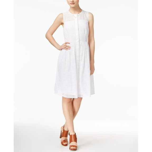 Maison Jules Cotton Eyelet Dress Bright White S