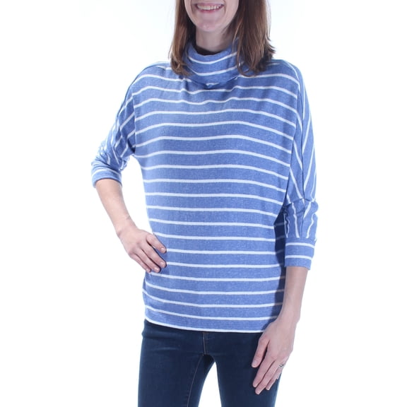MAISON JULES Womens Blue Striped Dolman Sleeve Cowl Neck Top XS