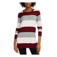 thumbnail image 1 of MAISON JULES Womens Burgundy Color Block Long Sleeve Jewel Neck T-Shirt M, 1 of 3