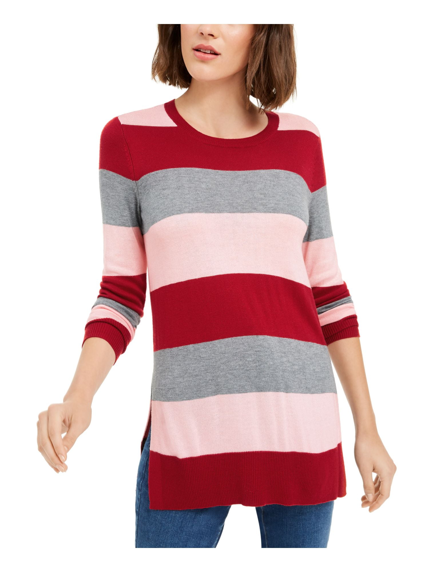 MAISON JULES Womens Color Block Long Sleeve Jewel Neck T Shirt Sweater Size Walmart