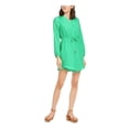 thumbnail image 1 of MAISON JULES Womens Green Printed Long Sleeve V Neck Short Sheath Dress XS, 1 of 2