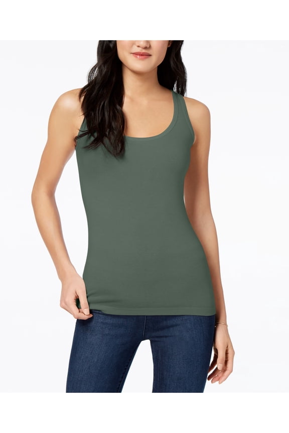 Womens Green Sleeveless Scoop Neck Tank Top S