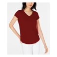 thumbnail image 1 of MAISON JULES Womens Maroon Heather Short Sleeve V Neck T-Shirt Size: XS, 1 of 2