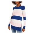 thumbnail image 1 of MAISON JULES Womens Navy Color Block Long Sleeve Jewel Neck T-Shirt XS, 1 of 3