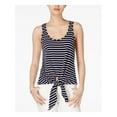 thumbnail image 1 of MAISON JULES Womens Navy Tie Striped Sleeveless Scoop Neck Top XS, 1 of 3
