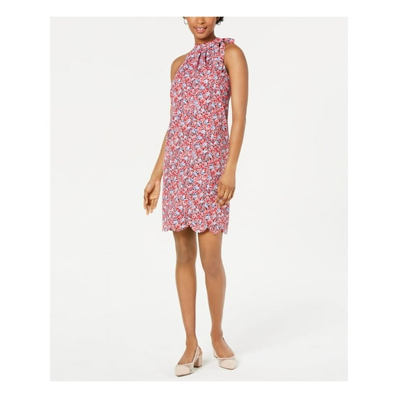 MAISON JULES Womens Pink Floral Above The Knee Pleated Cocktail Dress Size: M