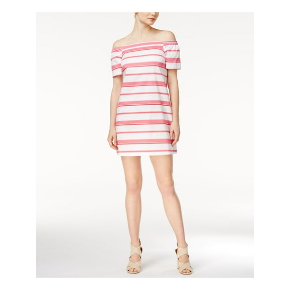 MAISON JULES Womens Pink Short Sleeve Above The Knee Shift Dress XS