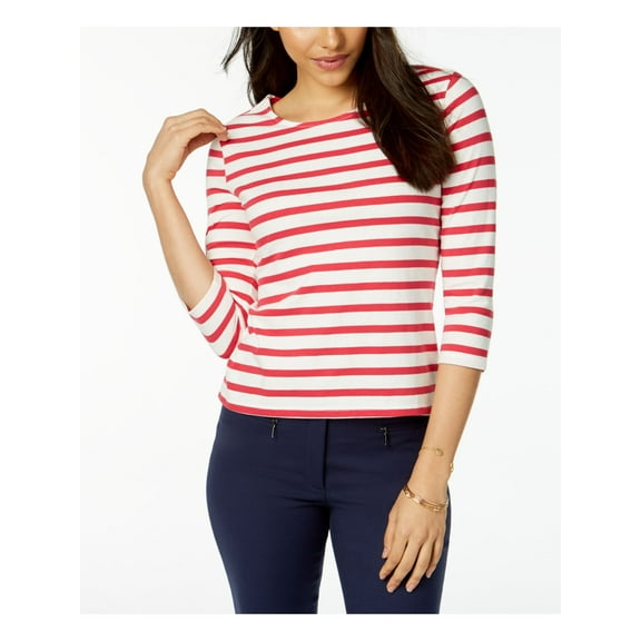 MAISON JULES Womens Pink Striped Bow Embellished Top XS