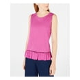 thumbnail image 1 of MAISON JULES Womens Purple Ruffled Crossover Back Sleeveless Jewel Neck Top XL, 1 of 4